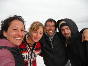 our group in the salar - me, Elisa, Tommy and Kevin